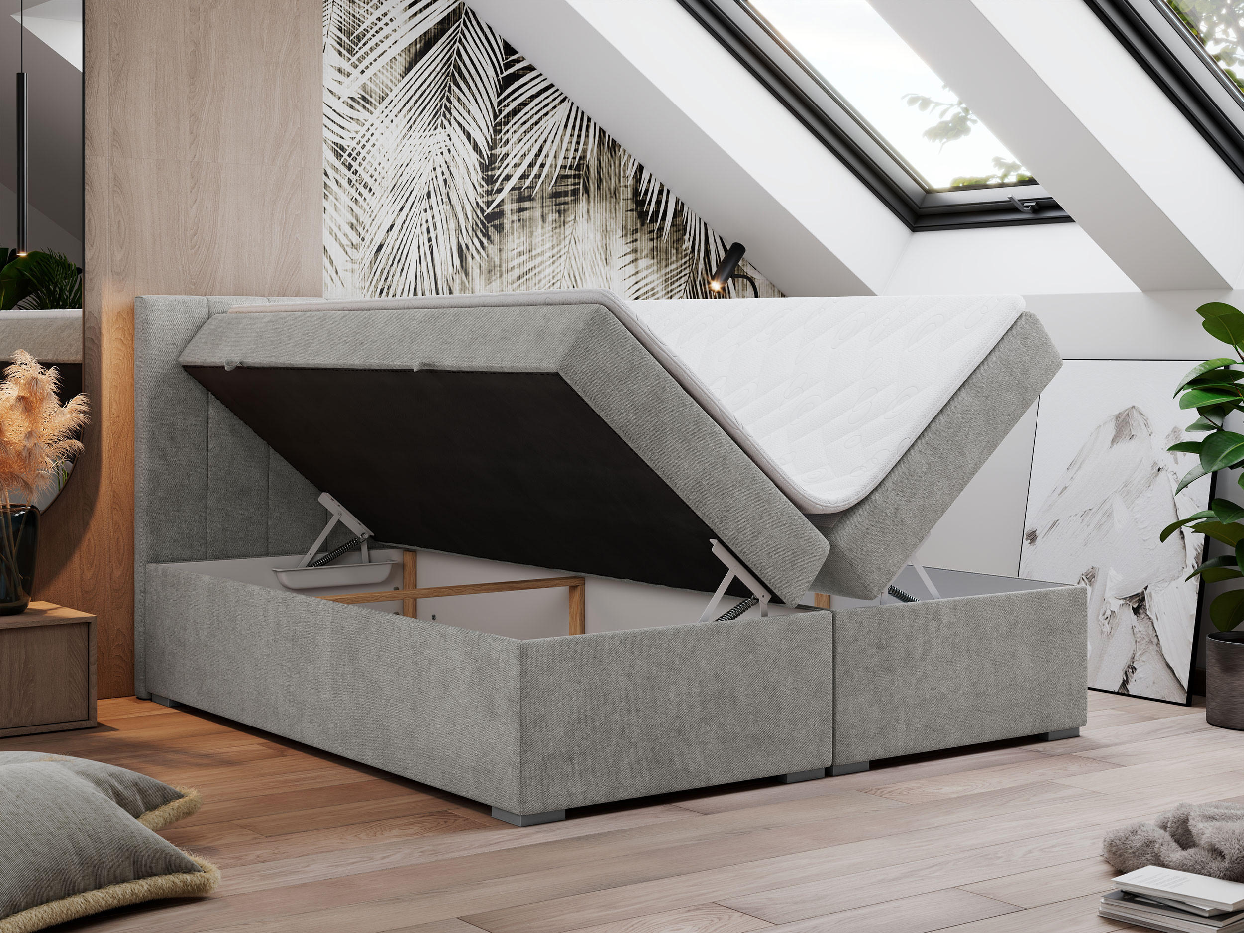 Thumbnail - Xxxl Boxbett, Hellgrau, Textil, 2-Sitzer, H3, 7-Zonen, Rechteckig, 200x200 cm, Oeko-Tex®, Schlafzimmer, Betten, Boxsprin...