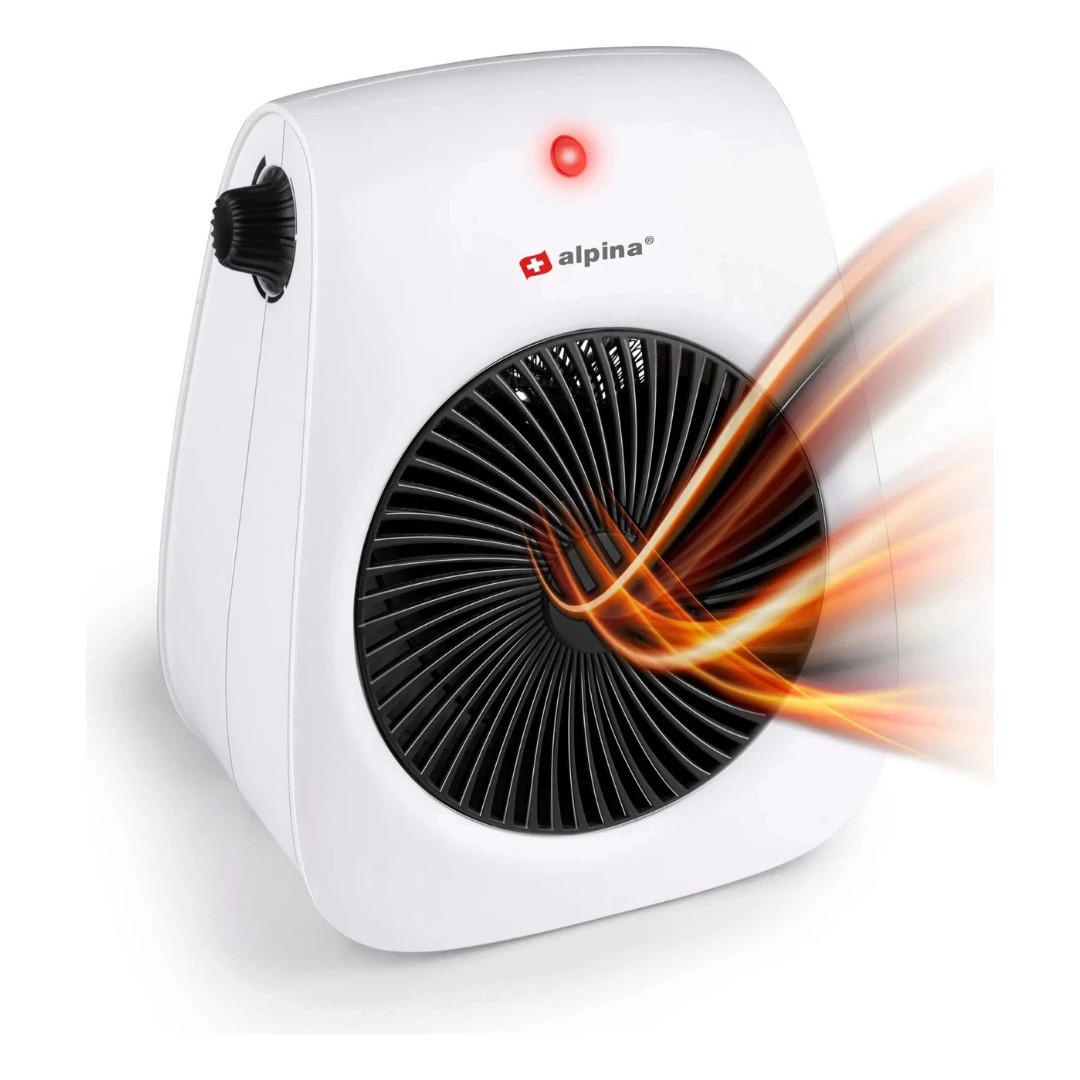 HEIZLÜFTER FH-P01, 2000W, Elektroheizung, Heizgerät, Schnellheizer, Raumheizung, Badheizung, Büroheizung, Thermostat, kompakt, mobil, energiesparend - Weiß, Kunststoff (20/25/15cm) - Alpina