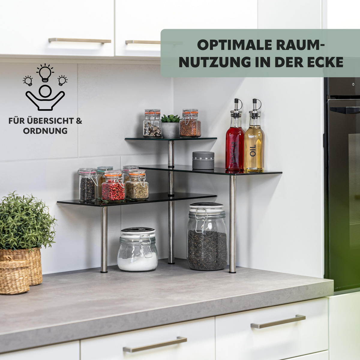 ECKREGAL, schwarz - Schwarz, Glas (42/34.5/42cm) - bremermann