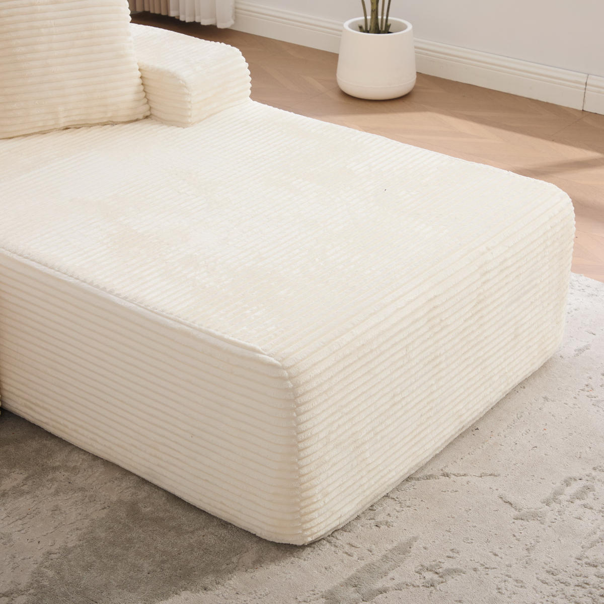 ECKSOFA 272/174/74.5 cm Elfenbein mit rutschfestem Boden - Ecru, Textil (174/74.5/272cm) - Oxeza