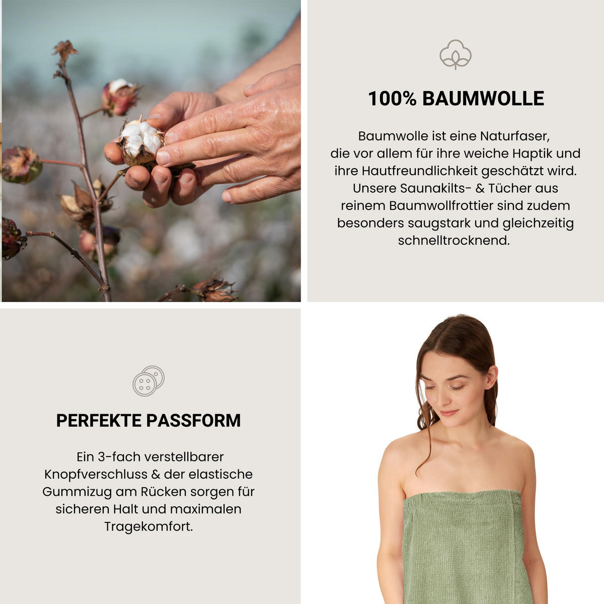 SAUNAKILT Turin Damen - 36-44 - Grün - Grün, Textil (80/130cm) - SCHIESSER