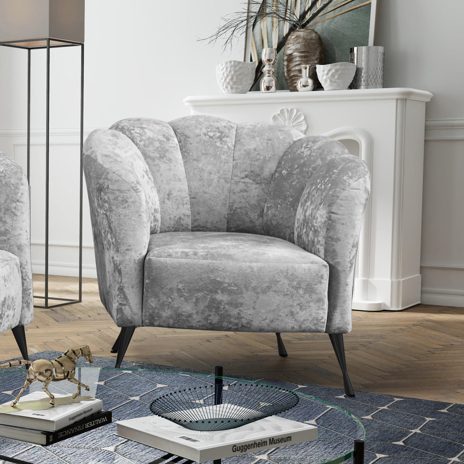 POLSTERSESSEL Adria mit Metallfüßen - Schwarz/Grau, Holzwerkstoff/Textil (87/78/83cm) - Ravio