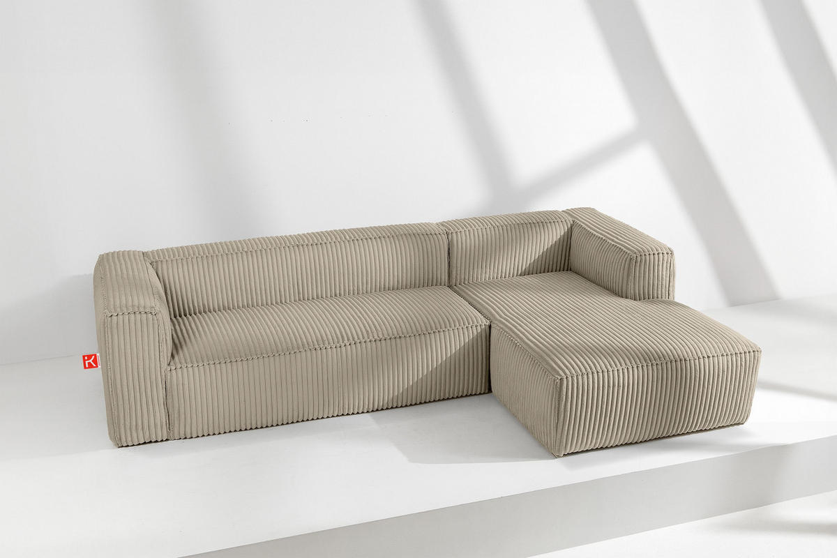 ECKSOFA-RECHTS FEROX Modern, Cord-Stoff, beige - Beige, Textil (305/175cm) - KONSIMO®