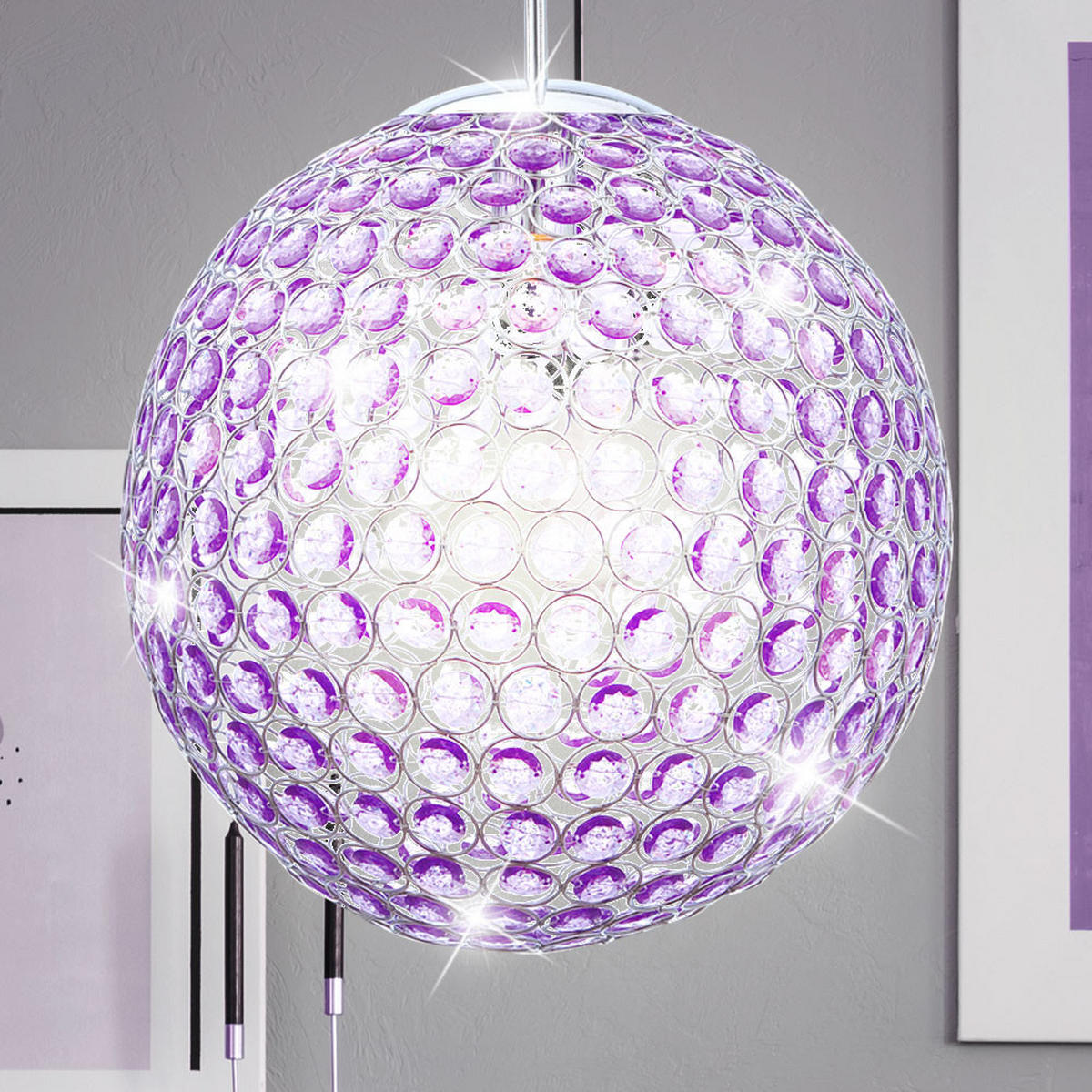 LED HÄNGELEUCHTE Acryl Kristall Lila - Lila, Metall (40/40/165cm) - Globo Lighting