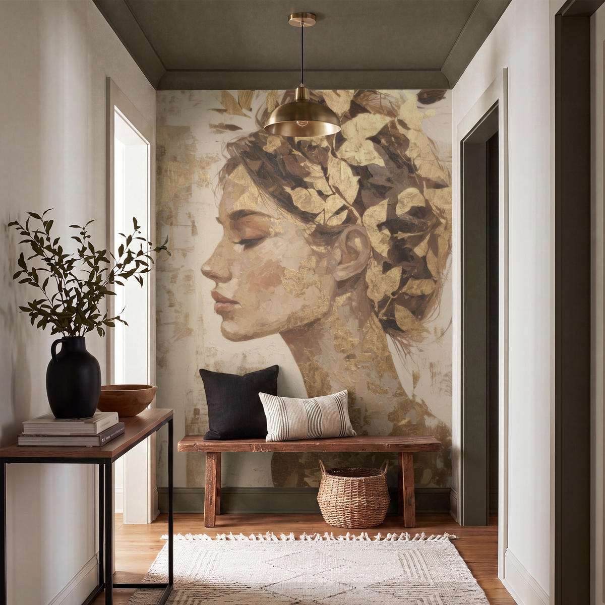 TAPETE - Frau - Gold - Abstrakt - Textur - 160x220 cm - Goldfarben, Papier (160/220cm) - OnlyWow