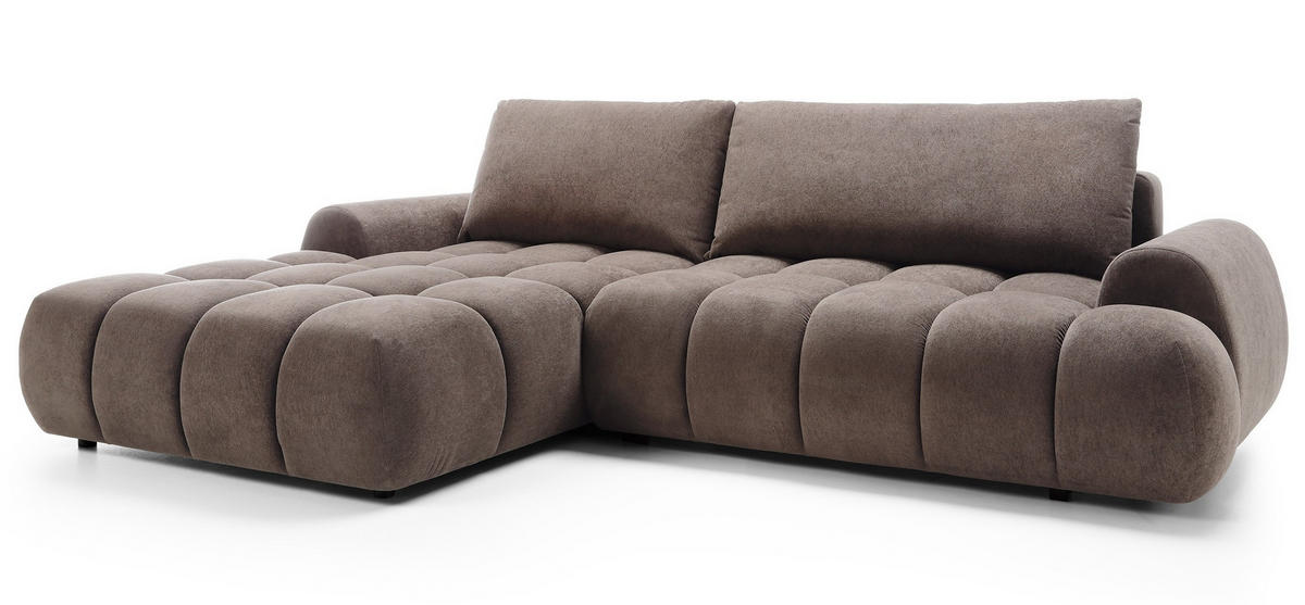 ECKSOFA 280 cm Valerio mit Bettkasten, 280 cm, Links, Schlaffunktion, Braun - Braun, Holz (280/177cm) - Emporius