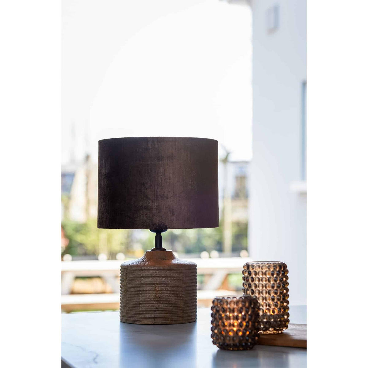 LAMPENSCHIRM Edelstein Braun Ø25/18 cm - Dunkelbraun, Textil (25/25/18cm) - Light & Living