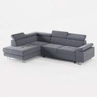 ECKSOFA CAROLINE Links Dunkelgrau matter Veloursstoff mit Schlaffunktion und Bettkasten - Chromfarben/Dunkelgrau, Textil (253/190cm) - Barchello