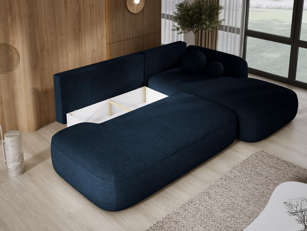 ECKSOFA BABU mit Schlaffunktion, Moderne Polsterecke für Wohnzimmer, funktionales Schlafsofa im Stoff NOW OR NEVER, 300x105x60cm rechte, grau​ - Dunkelgrau, Holz/Textil (300/190cm) - DomoHome