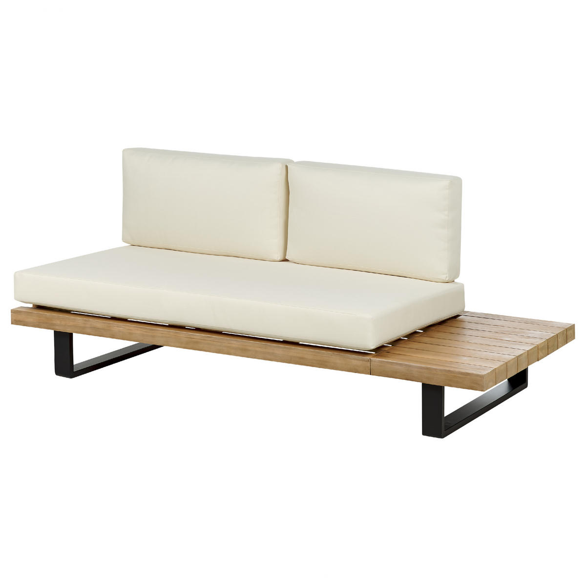 LOUNGE SET 5-Sitzer hellbraun Auflagen cremeweiß Mykonos - Hellbraun/Creme, Holz - Beliani