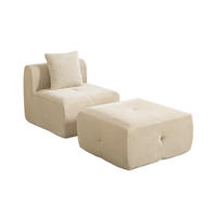 SESSEL DE-35105 mit Ottoman Hellkhaki - Sandfarben, Textil (89/75/77cm) - ComfortXL