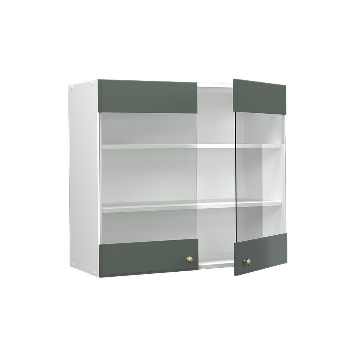 KÜCHENGLASSCHRANK Fame-Line Grün-Gold Landhaus 80 cm - Weiß/Grün, Holzwerkstoff (80/72/34.1cm) - Vicco