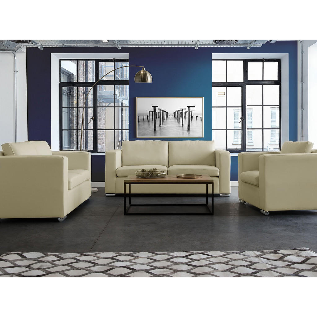 Thumbnail - Beliani 2-Sitzer-Sofa, Beige, Leder, 152x72x76 cm, Wohnzimmer, Sofas & Couches, Sofas, 2-Sitzer Sofas
