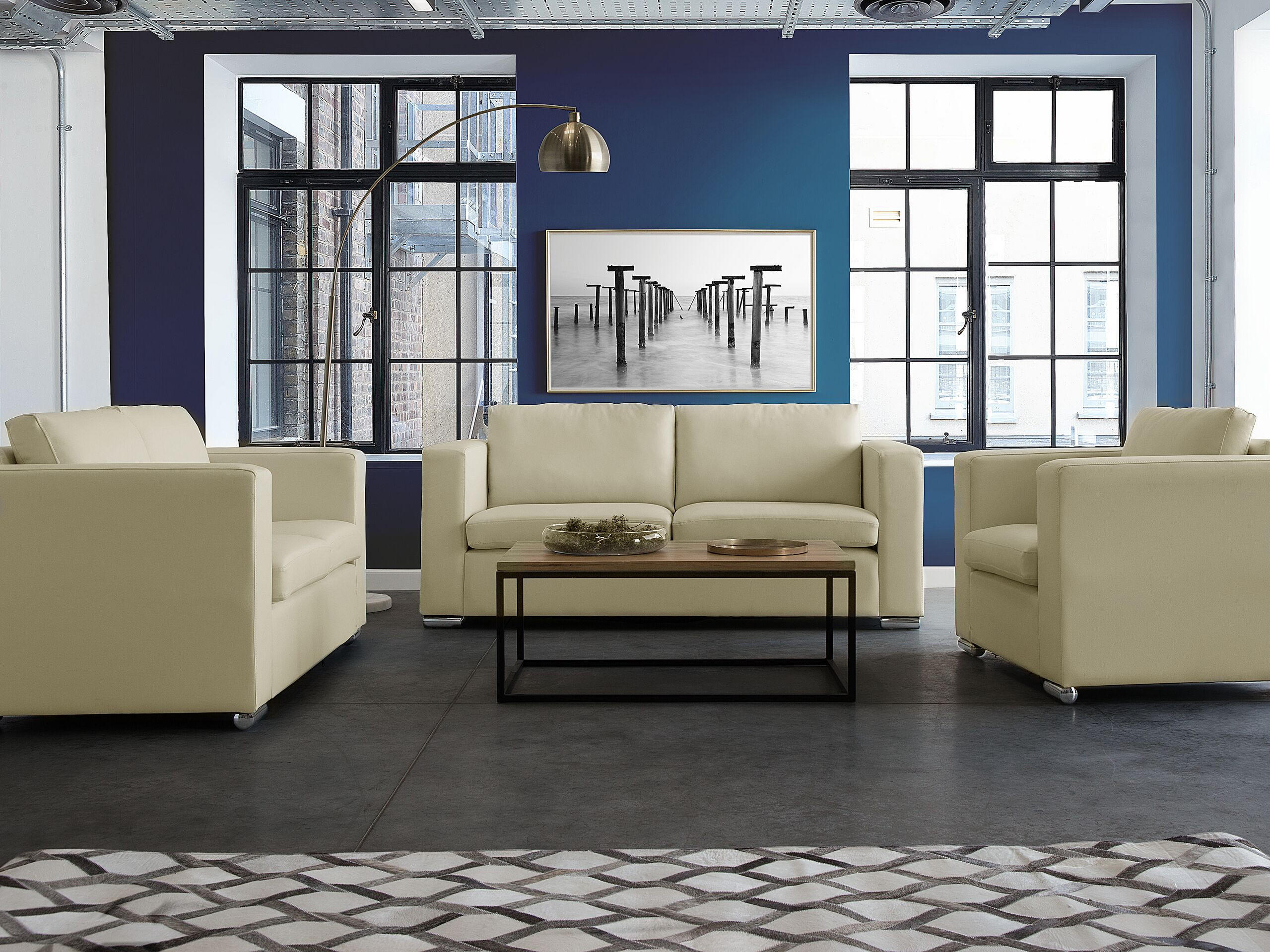 3-SITZER-SOFA Echtleder Beige Helsinki - Beige, Leder/Fell (186/72/76cm) - Beliani