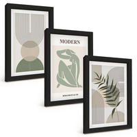 BILDER SET 3er Set - 20x30 cm Schwarzer Rahmen - Stilvolle Pflanzengrafiken - Schwarz, Kunststoff (20/30cm) - TULUP