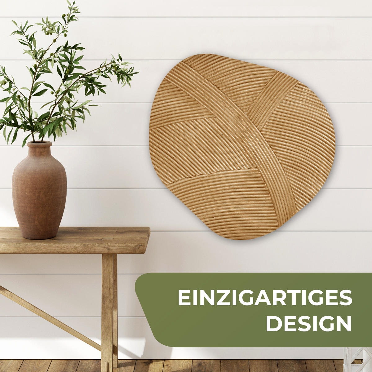WANDBILD Struktur - Natur - Kunst - Rattan 60x60 cm - Naturfarben, Kunststoff (60/60cm) - MuchoWow