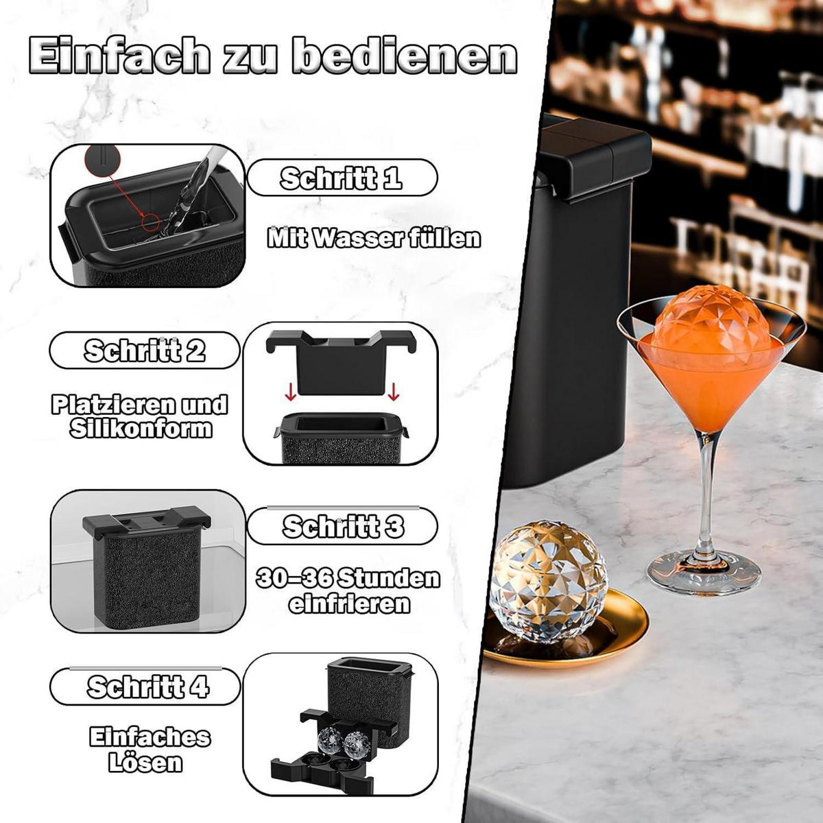 EISWÜRFELFORM Kugel Silikon 6 cm 2-teiliges Set - Transparent, Kunststoff (18.7/12/21.6cm)