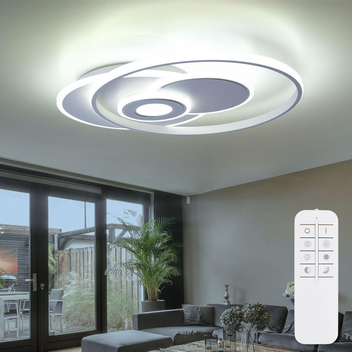 LED DECKENLEUCHTE Metall Weiß Chromring - Weiß, Metall (54/46/6cm) - Globo Lighting