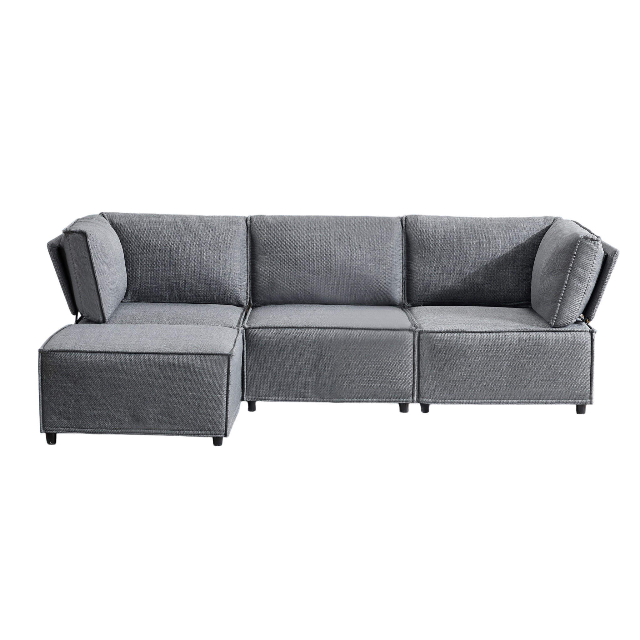 ECKSOFA DE-35021 modular Hellgrau - Hellgrau, Holzwerkstoff (154/238cm) - ComfortXL