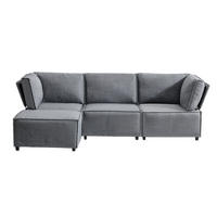 ECKSOFA DE-35021 modular Hellgrau - Hellgrau, Holzwerkstoff (154/238cm) - ComfortXL