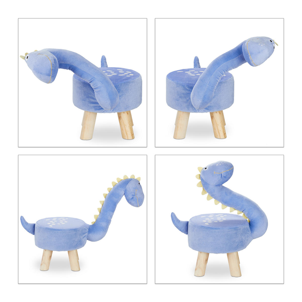 TIERHOCKER Kinder - Blau, Holzwerkstoff/Textil (28/57/57cm) - Relaxdays