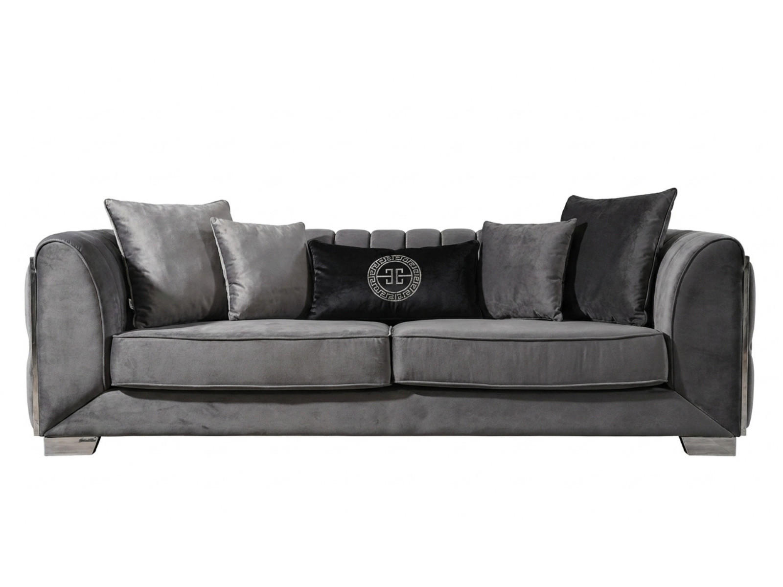 2 Sitzer SOFA Casablanca Samt Grau - Grau, Textil/Metall (210/75/95cm) - Villa Möbel