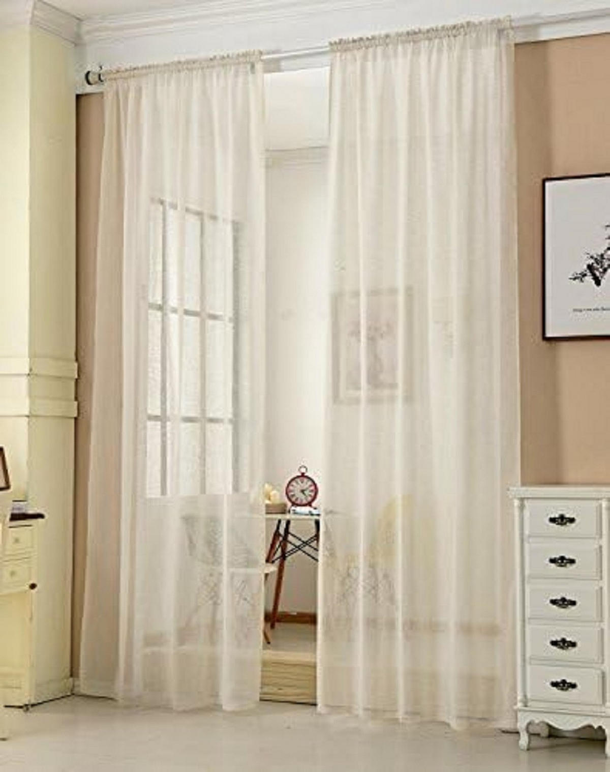 GARDINEN Leinenoptik 140 x 175 cm Crème 1 Stück - Creme, Kunststoff (140/175cm) - Woltu