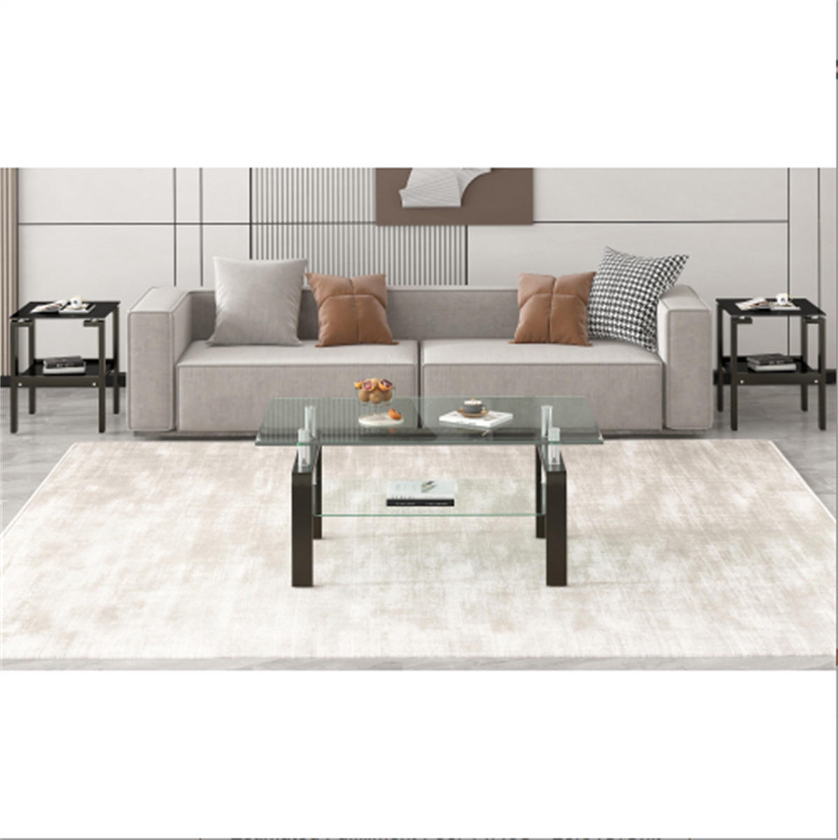 COUCHTISCH Transparent Sicherheitsglas mit Glasablage - Transparent, Glas/Metall (100/60/44cm)