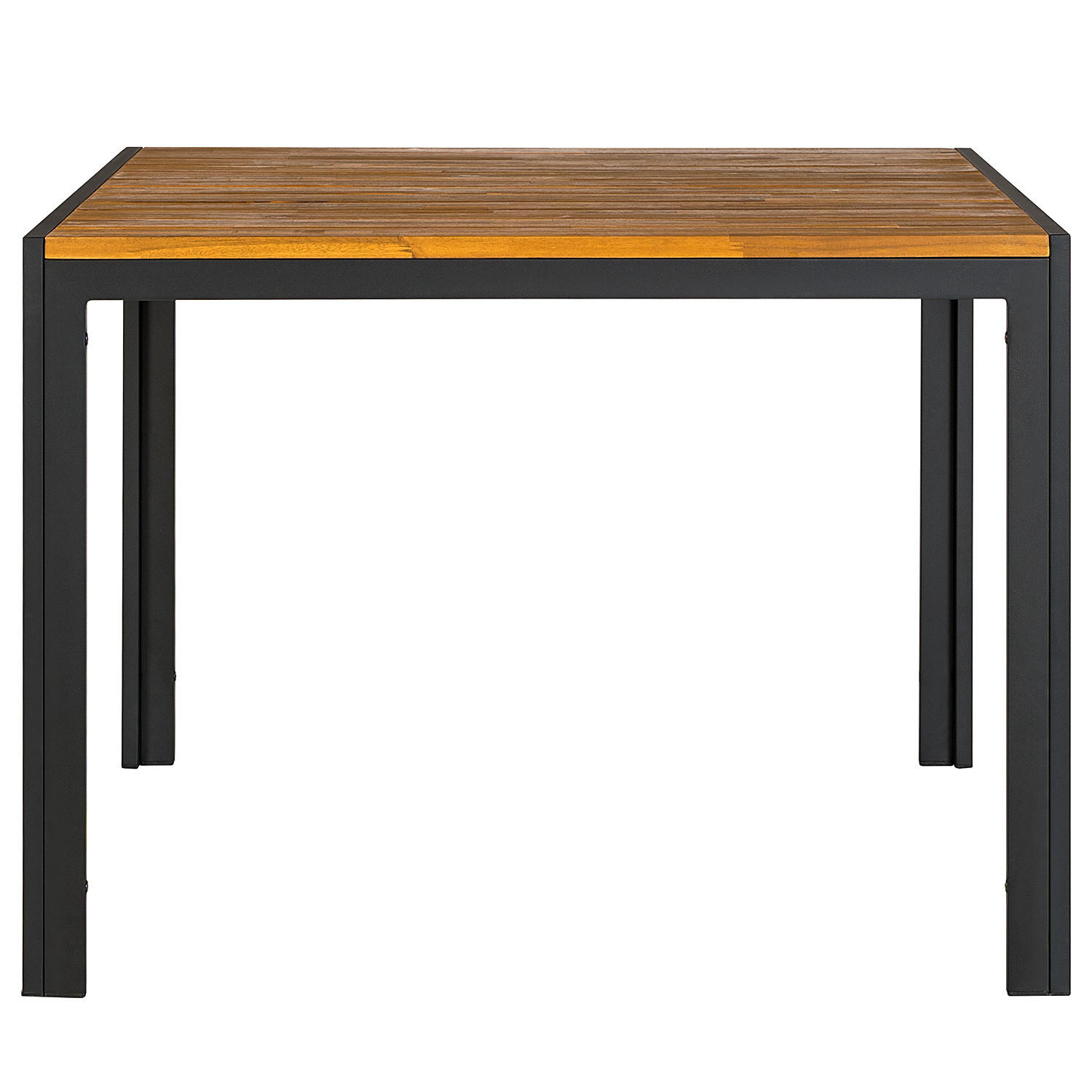 GARTENTISCH - Akazie massiv / Aluminium - Schwarz/Braun, Holz (100/100/73cm) - home24
