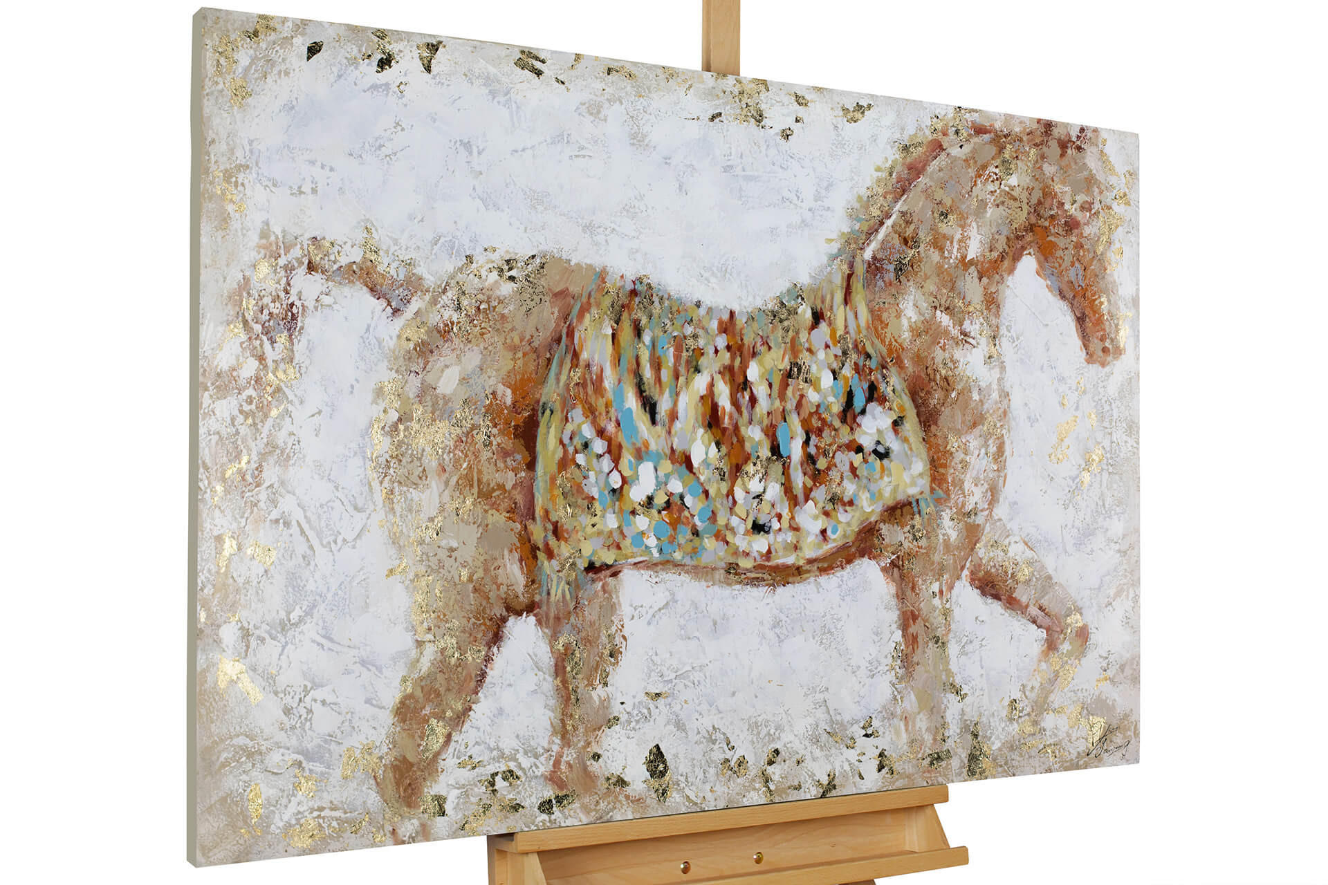 RUČNO SLIKANA AKRILNA SLIKA BEŽ, 120/80 CM - bež, tekstil/drvo (120/80cm) - KUNSTLOFT