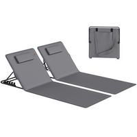 STRANDMATTE, 2er-Set, ohne Farbe, leicht faltbar, verstellbare Lehne, Kopfkissen, Aufbewahrungstasche - Dunkelgrau, Metall (154/52/57cm) - Vallsero