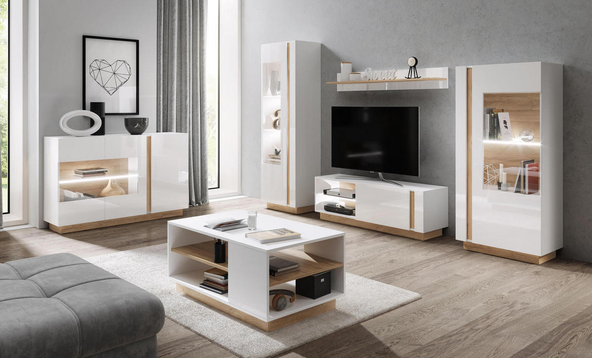 TV-LOWBOARD ARCADE Weiß 139x40x46 cm - Weiß, Holzwerkstoff (139/46/40cm) - FURNLUX