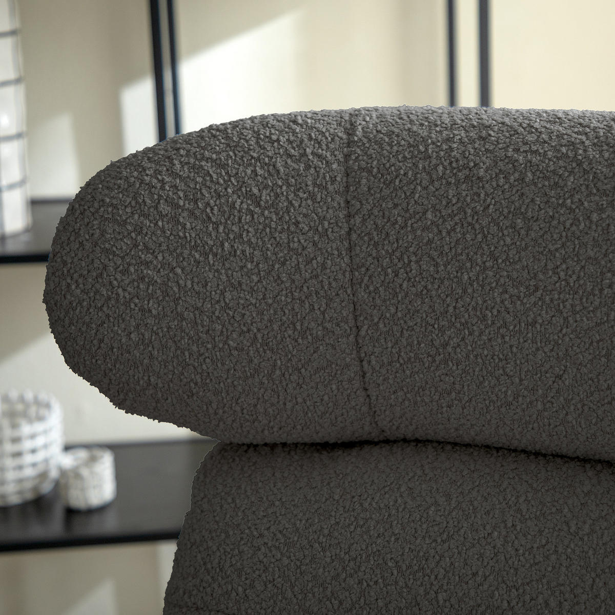 RELAXSESSEL - Anthrazit, Textil/Metall (90/107/90cm) - home24