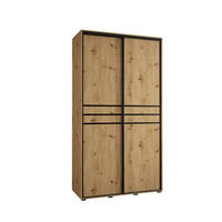 SCHWEBETÜRENSCHRANK 235,2/130/60 2-türig - Schwarz/Eiche Artisan, Holz/Metall (130/235/60cm) - Abiks Möbel