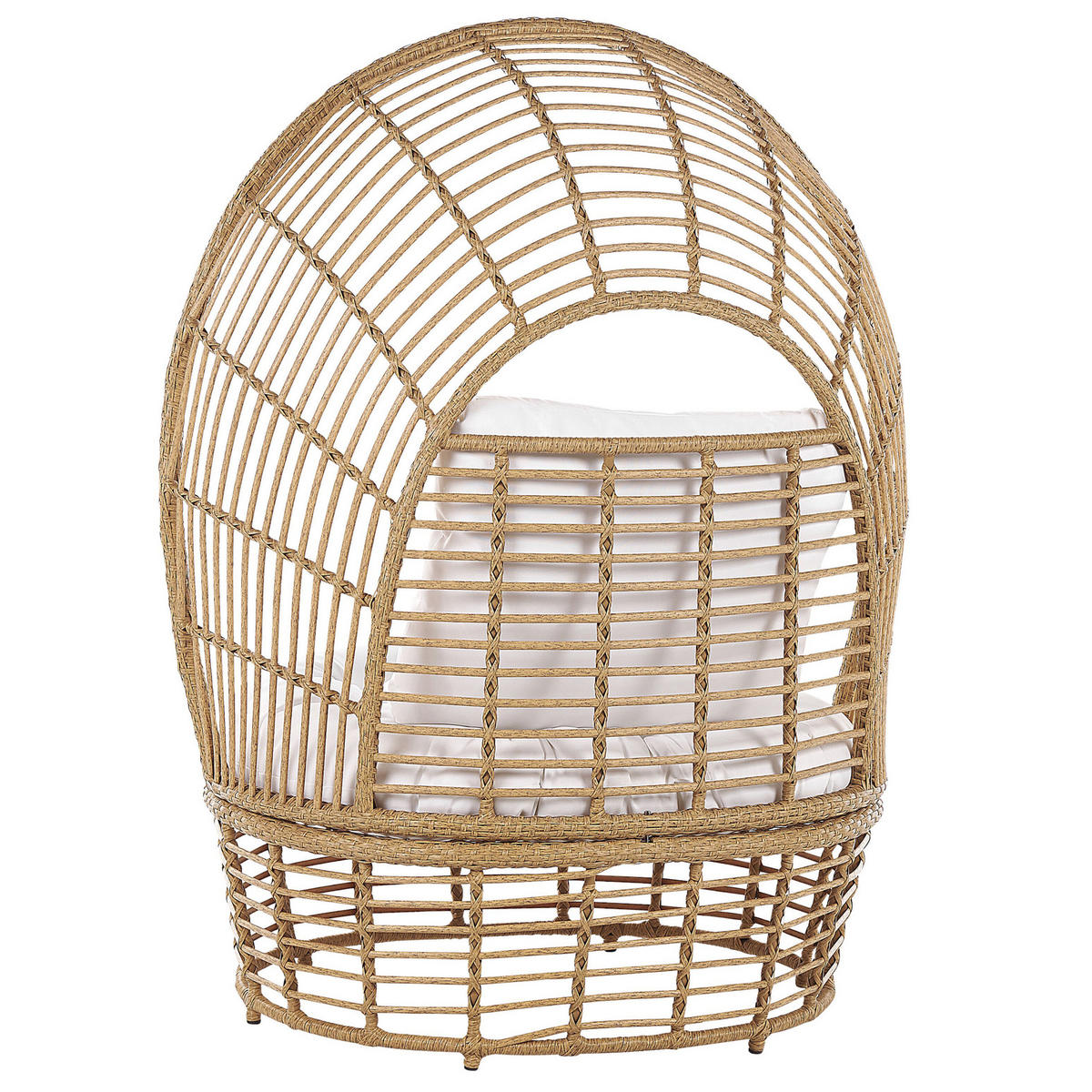 SONNENINSEL Rattan natürlich Kissen weiß Lido - Beige/Weiß, Naturmaterialien (109/150/83cm) - Beliani