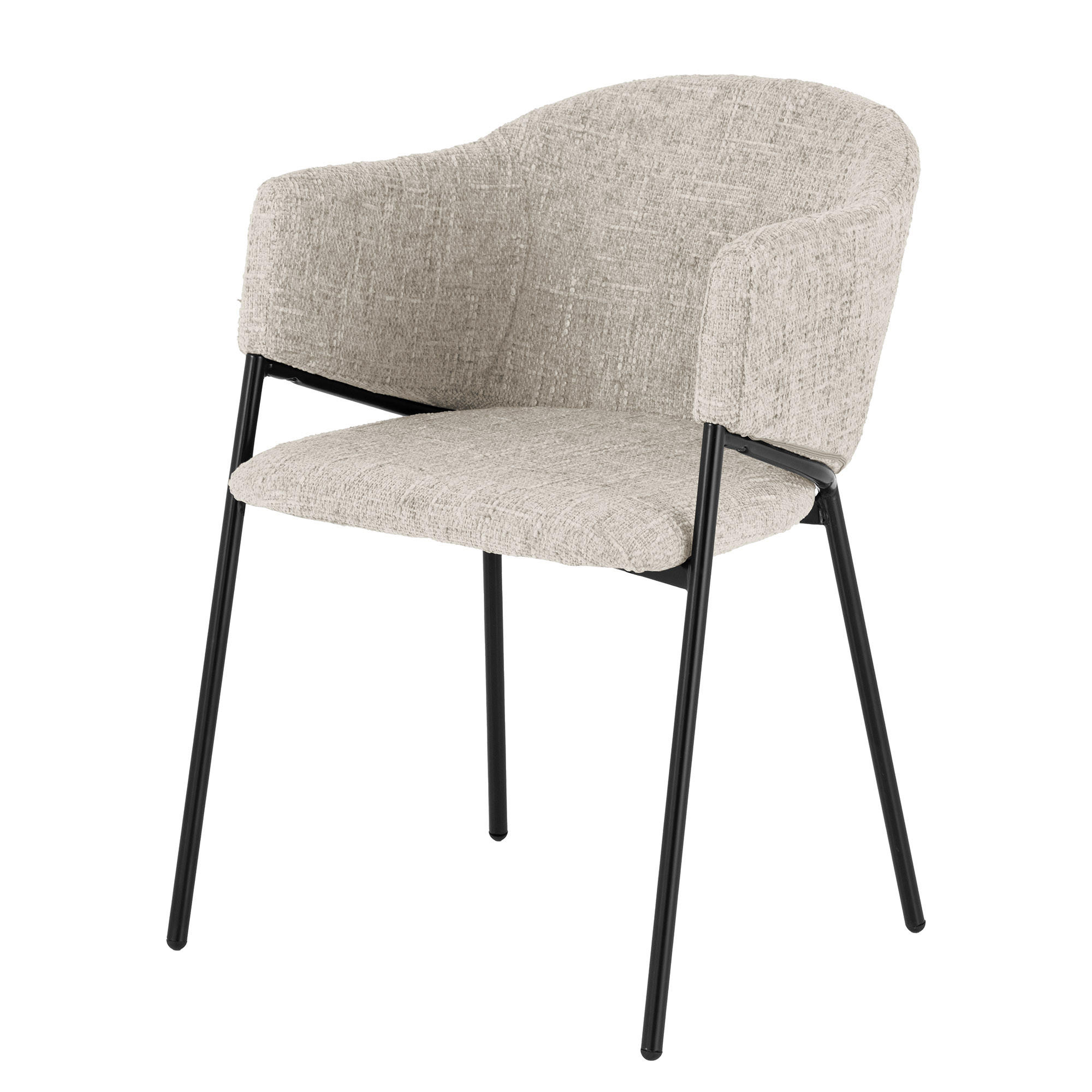 STUHL NOBLESSE Chenille Beige 80 cm - Beige/Schwarz, Kunststoff/Textil (52/77/60cm) - riess-ambiente