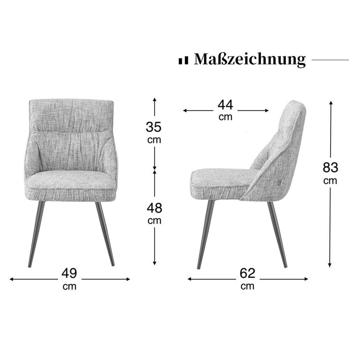ESSZIMMERSTUHL ALESSIA 2er-Set - Hellrosa/Schwarz, Textil/Metall (49/83/62cm) - DUBI Möbel