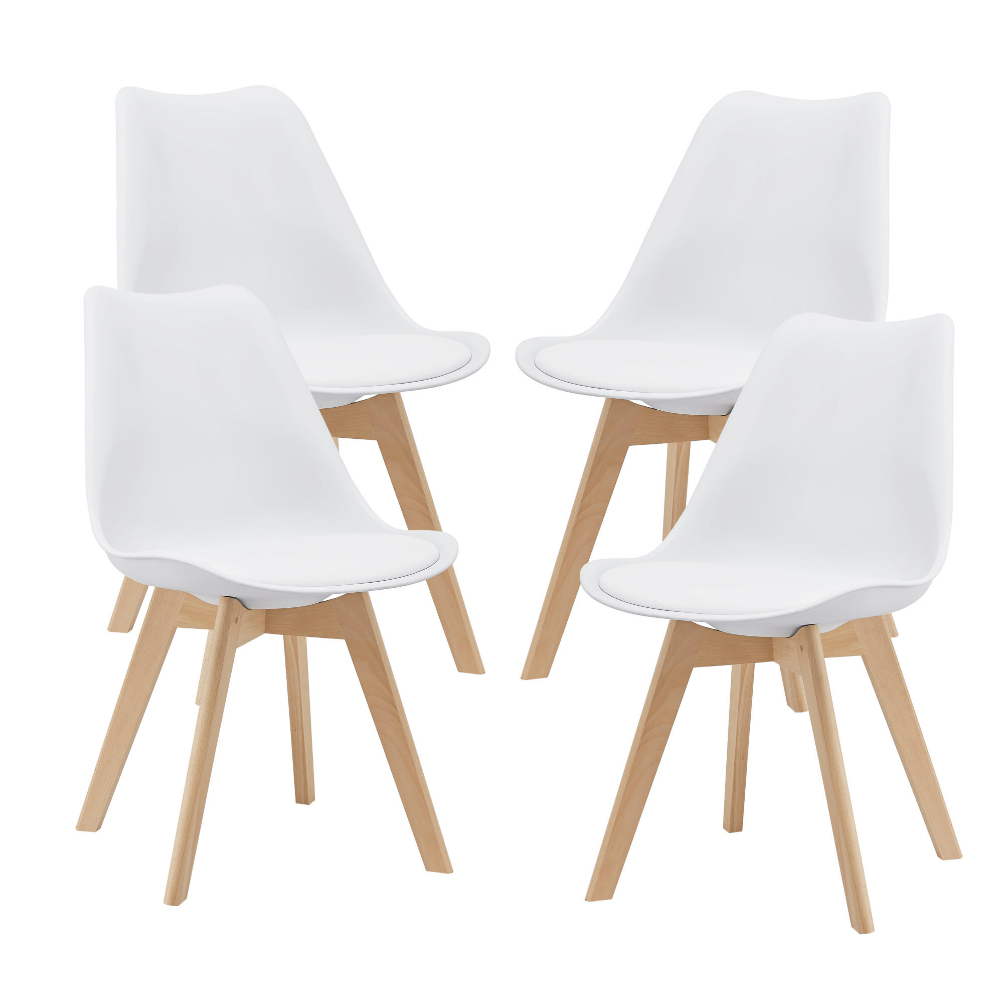 ESSZIMMERSTUHL-SET 4 TLG. Fläten - Weiß, Leder (49/81/57cm) - [en.casa]