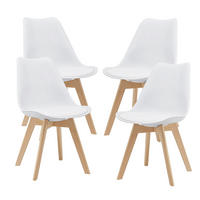 ESSZIMMERSTUHL-SET 4 TLG. Fläten - Weiß, Leder (49/81/57cm) - [en.casa]