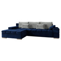 ECKSOFA Bangkok Premium, Seite: Links - Silberfarben/Dunkelblau, Holz/Textil (310/175cm) - MIRJAN24