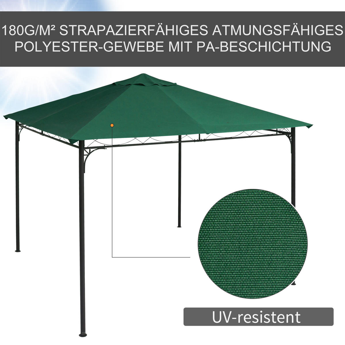 PAVILLONDACH, Polyester, Grün - Grün, Kunststoff (295/1/298cm) - Outsunny