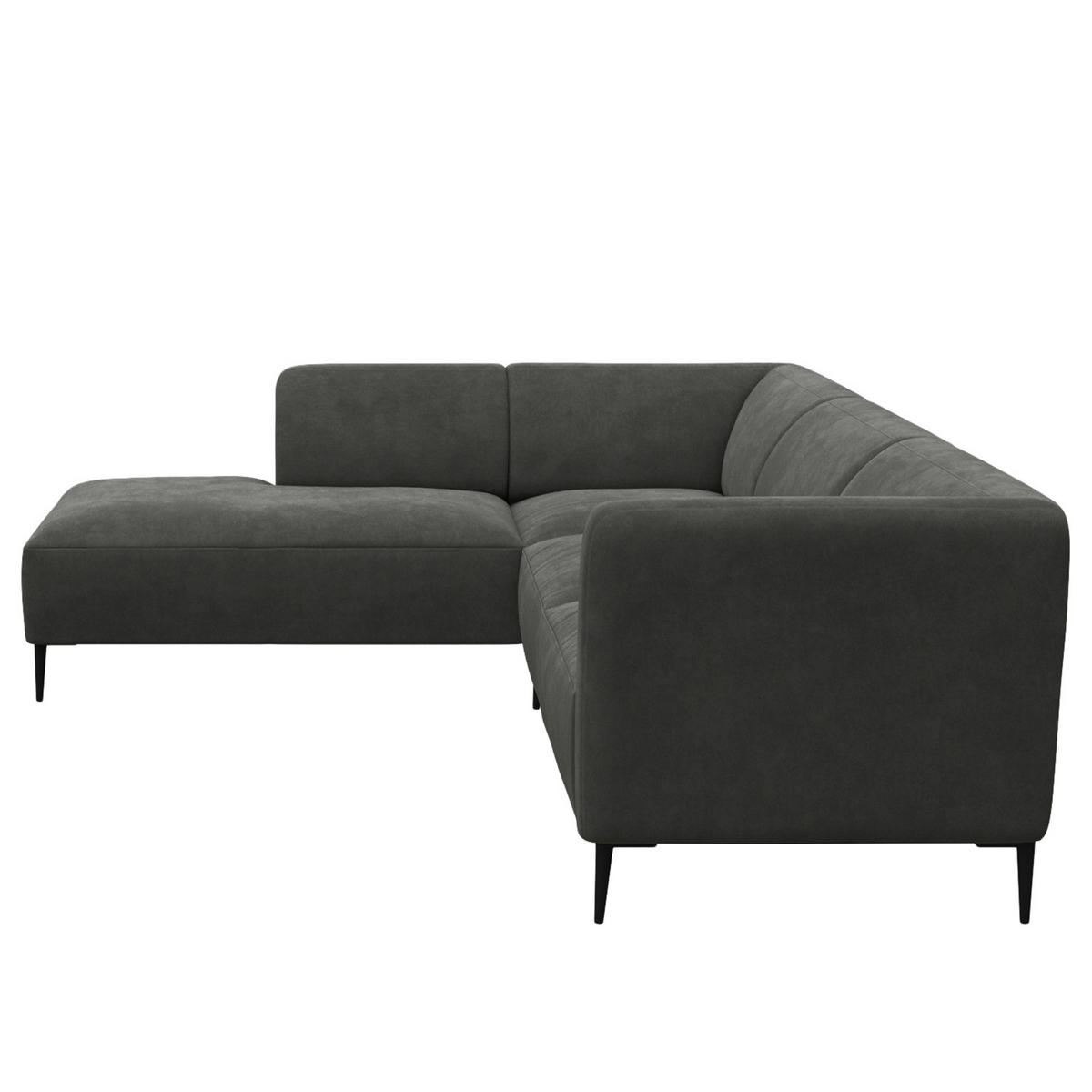 2,5-SITZER ECKSOFA mit Ottomane - Schwarz/Grün, Textil/Metall (252/205cm) - home24