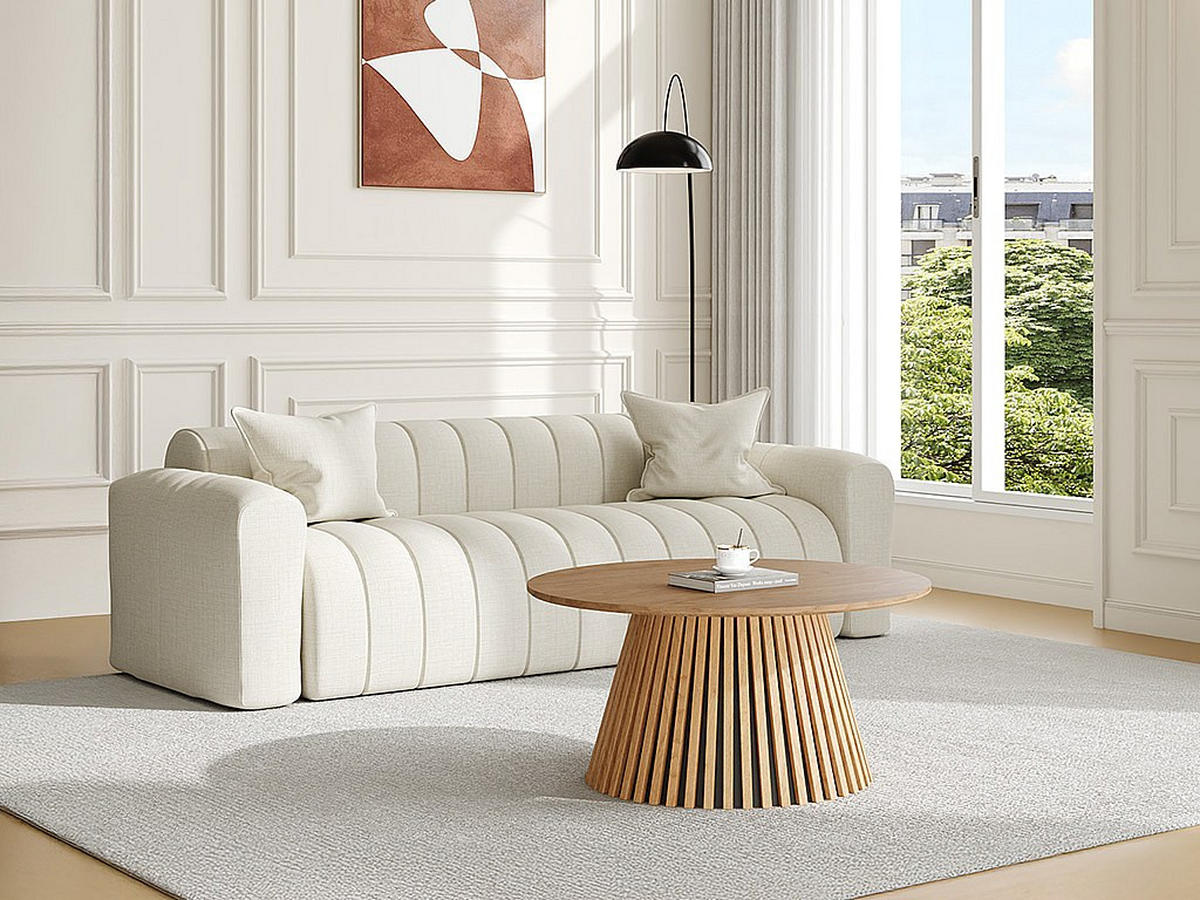 COUCHTISCH mit Eichenfurnier – Natur – CARMIZA - Naturfarben, Holz (90/90/45cm) - Vente-Unique