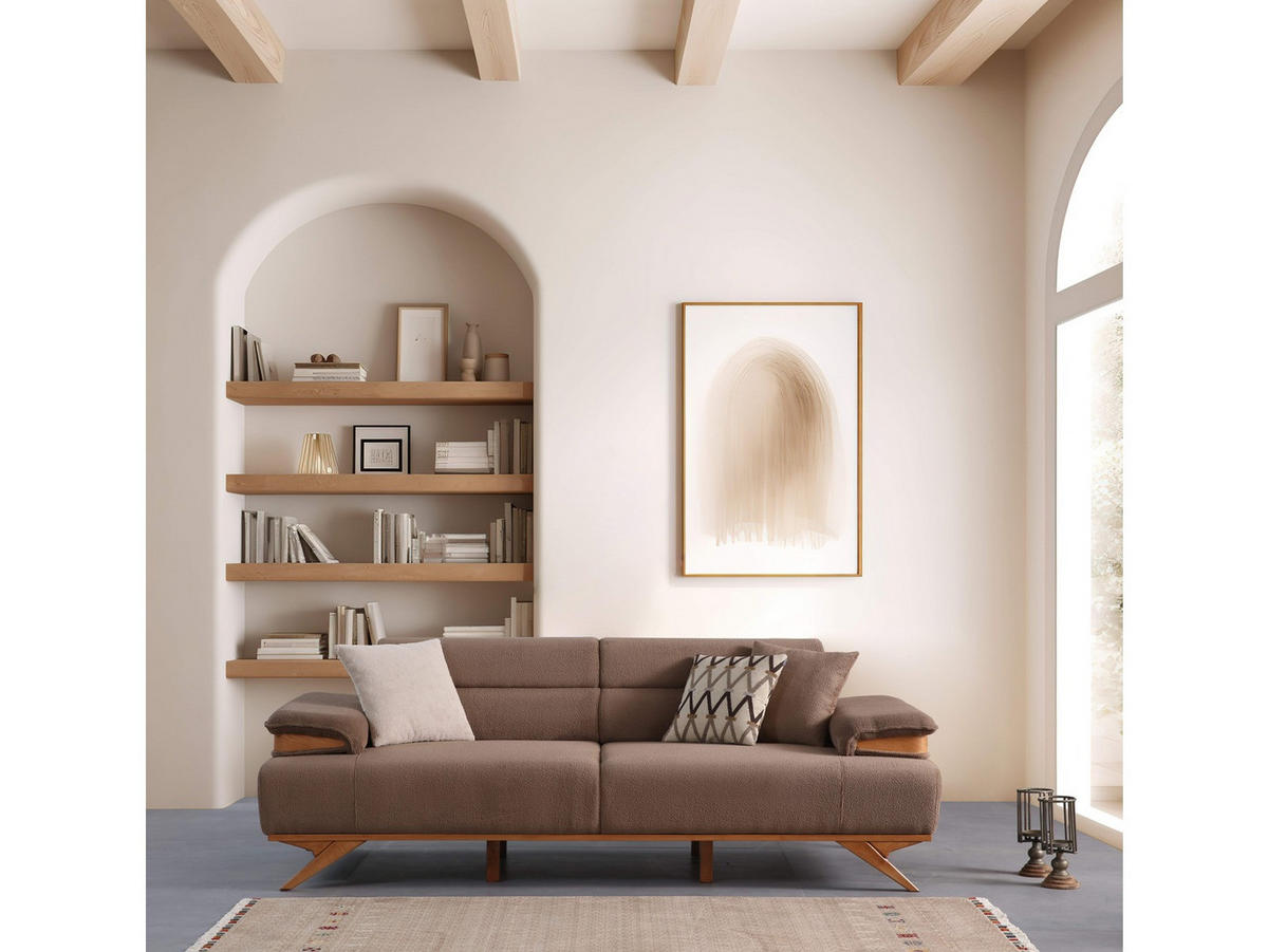 2-SITZER Sofa GRANDE, Braun - Braun, Holz/Textil (185/85/103cm)