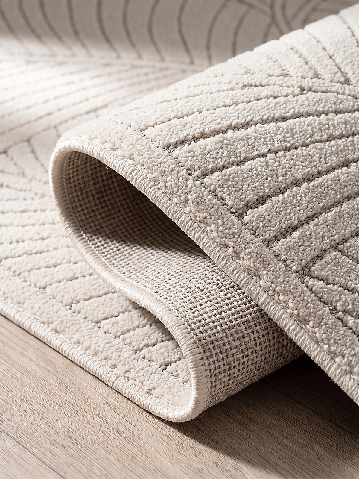 LÄUFER Outdoor, Fußbodenheizung-geeignet, mit Blattmotiv, ENGADIN in Creme, 80 x 150 cm - Creme, Textil (80/150cm) - KADIMA DESIGN