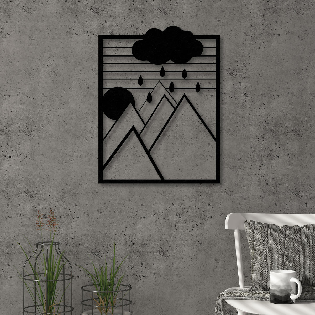 WANDDEKORATION Metall Nr. 3 Dreamer Schwarz 38/0,3/49 cm - Schwarz, Metall (38/49/0.3cm) - Decortie