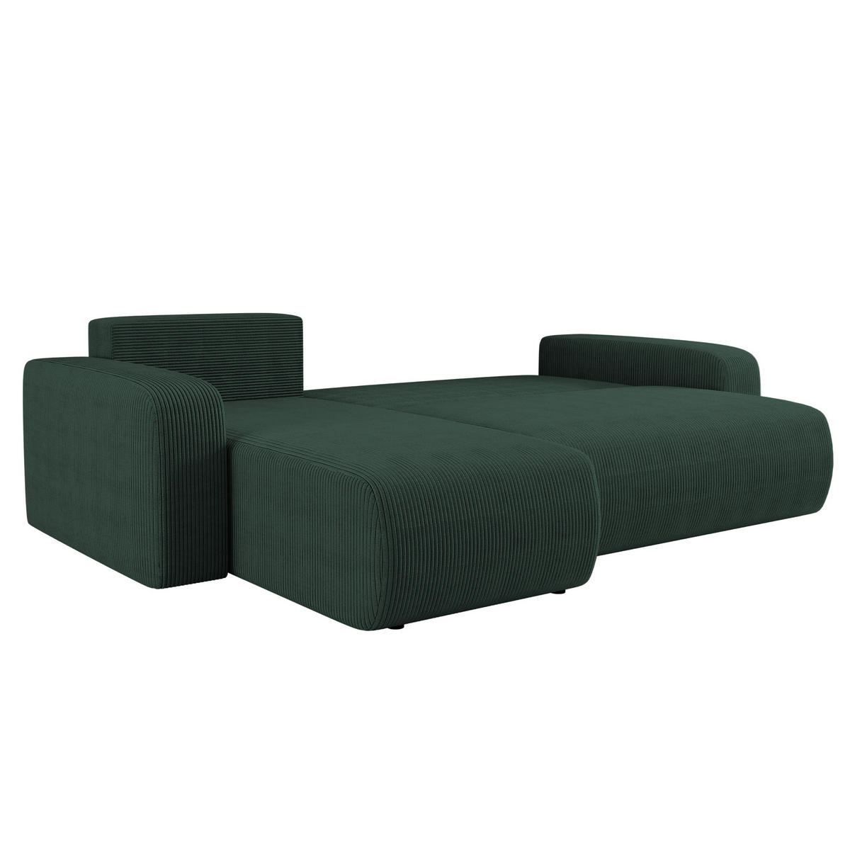 ECKSOFA L-FORM Schlaffunktion Und Bettkasten Eckcouch MILANO L Stoff Dicker Cord Grün Links - Grün, Holz/Textil (142/244cm) - Kaiser Möbel