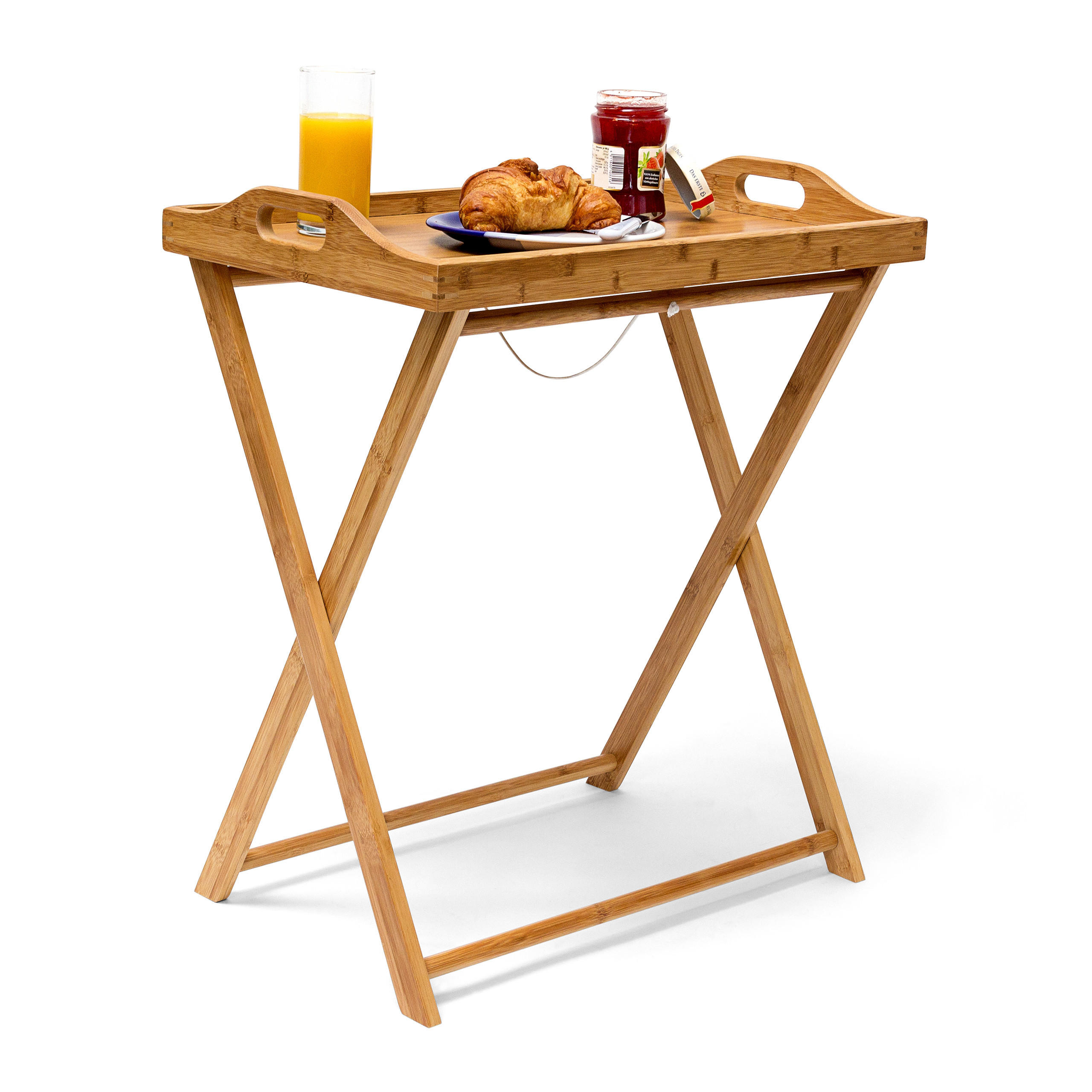 TABLETTTISCH - Hellbraun, Holz (55/35/63.5cm) - Relaxdays