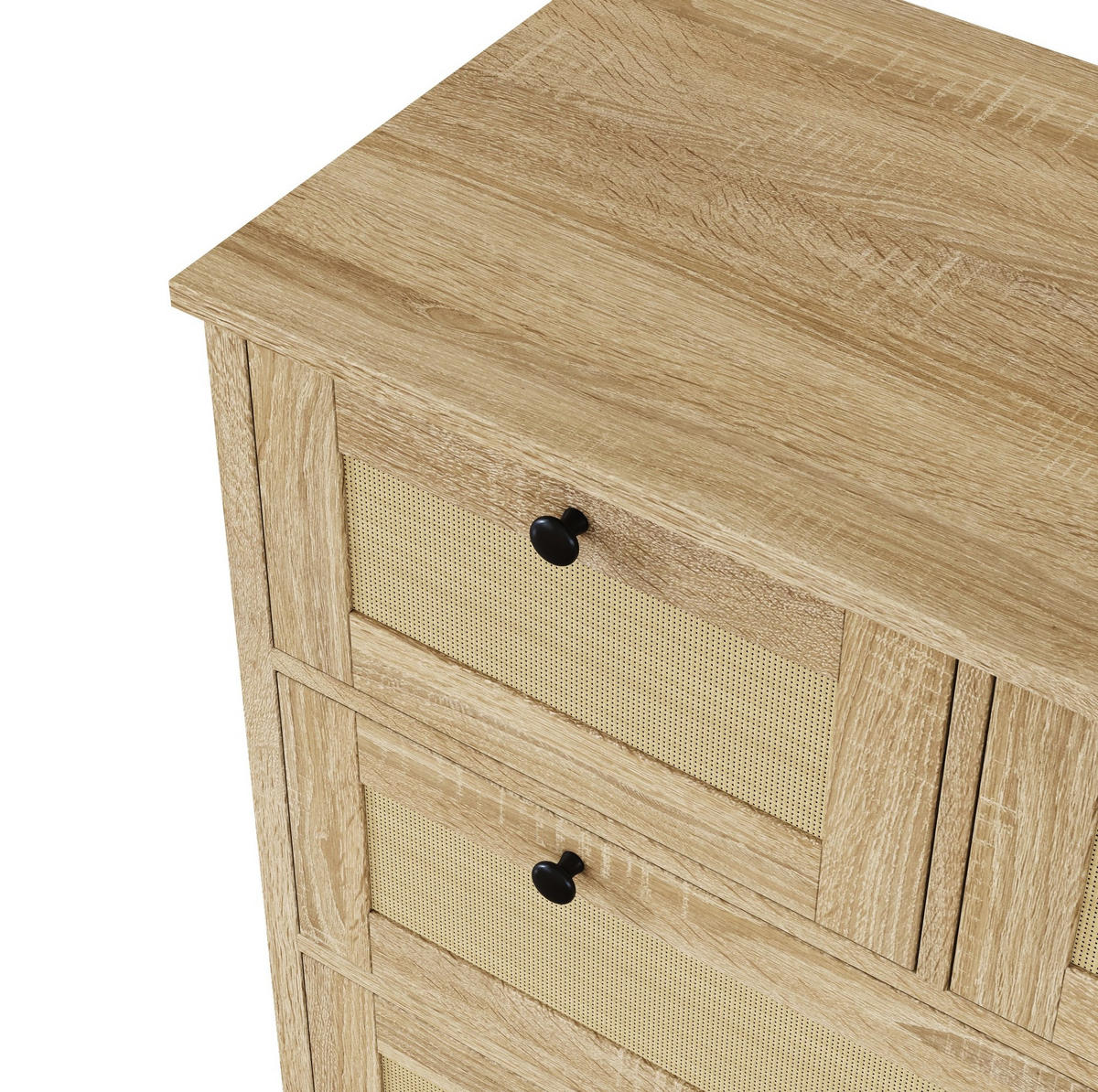 KOMMODE 80/40/80 cm mit 4 Schubladen und Rattanfronten - Naturfarben, Holzwerkstoff (80/80/40cm) - BEAOK