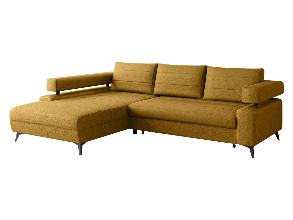 ECKSOFA Rosa, Seite: Links OT-2R - Hellbraun/Schwarz, Holz/Textil (265/184cm) - MIRJAN24